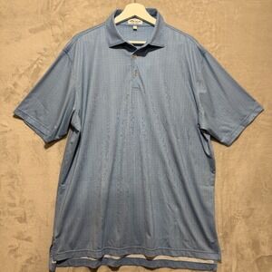 Peter Millar Summer Comfort Mens Large Blue Geometric Print Performance Polo